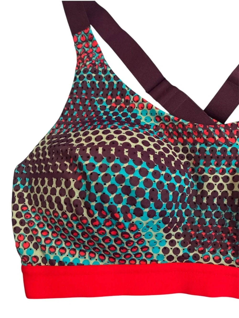 VSX Victoria's Secret Sport Bra 34B Molded Cup Underwire Strappy Geometric Dot - Picture 5 of 8